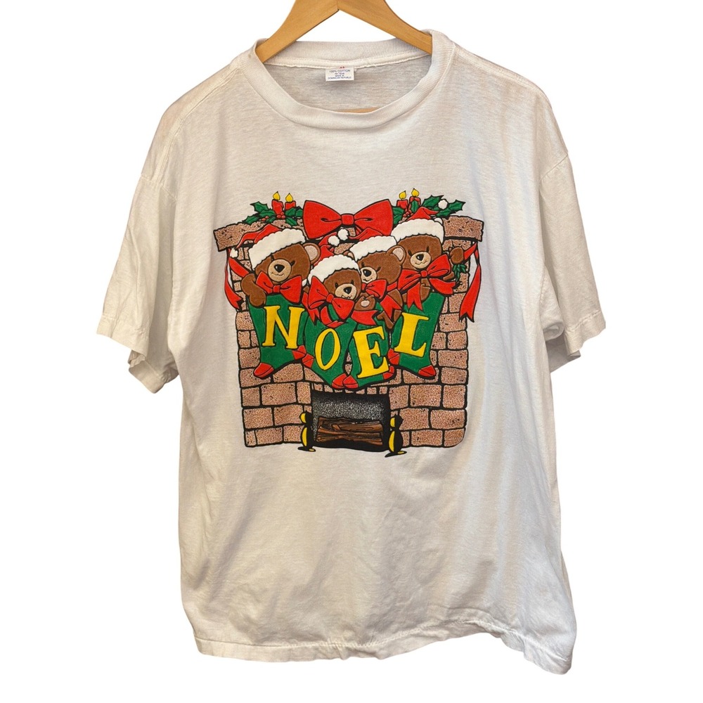 90s Short Hills Tee Christmas Shirt Vintage Holiday Core Retro Noel Teddy Bear